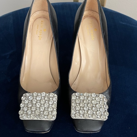 Kate Spade Black Pumps with Crystal/Rhinestone “Buckle” - Picture 7 of 9